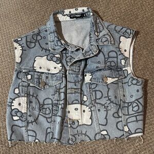 SHEIN X Hello Kitty cropped jean vest